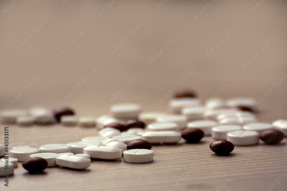 Pills on table Pills on table