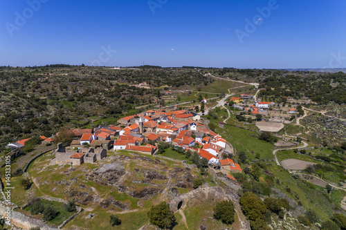 Aerial view of the historic village of Castelo Mendo in Portugal; Concept for travel in Portugal