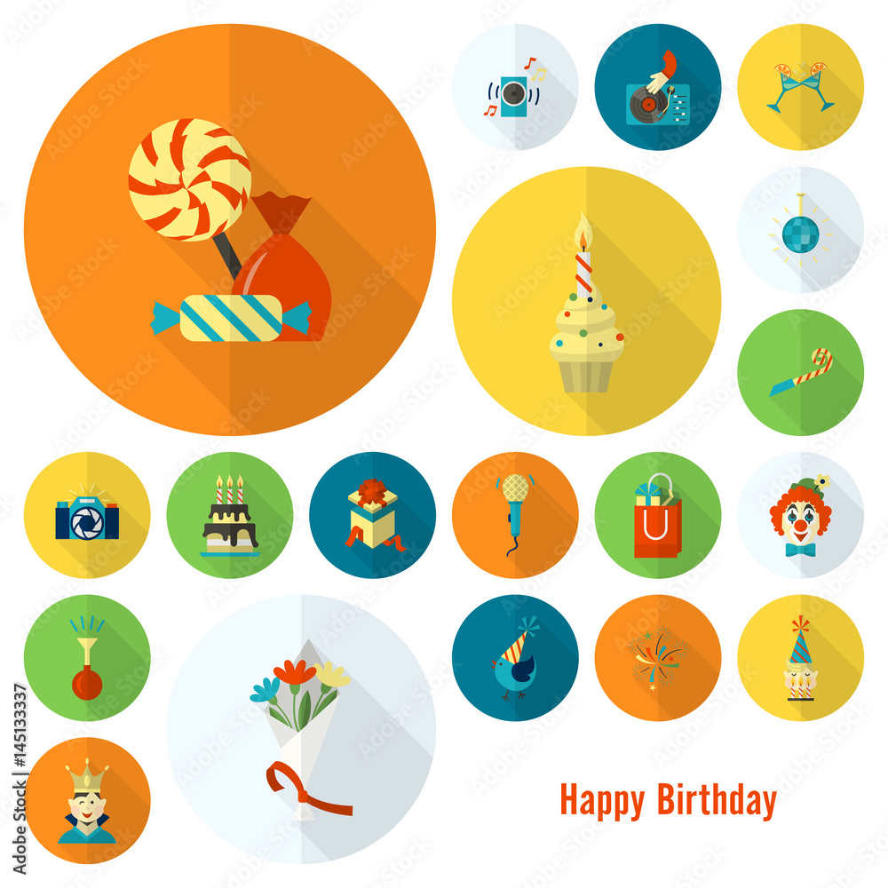 Happy Birthday Icons Set