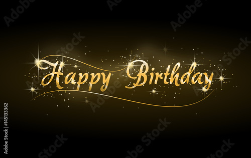 Canvas Print Happy Birthday golden shining greeting card