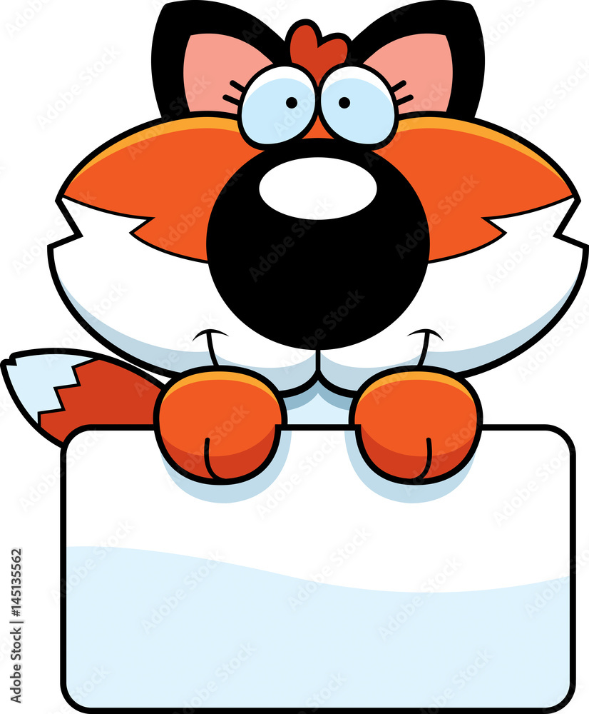 Obraz premium Cartoon Fox Cub Sign