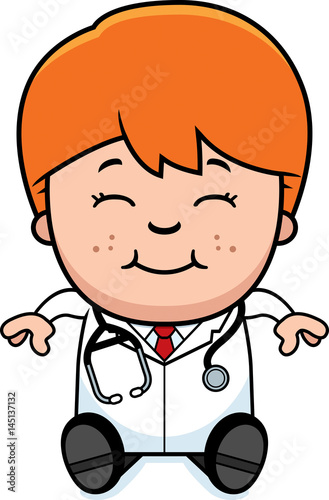 Cartoon Child Doctor Sitting