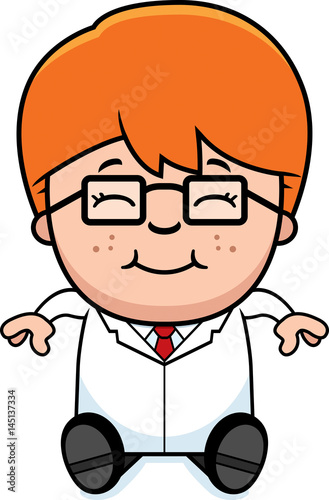 Cartoon Little Scientist Sitting