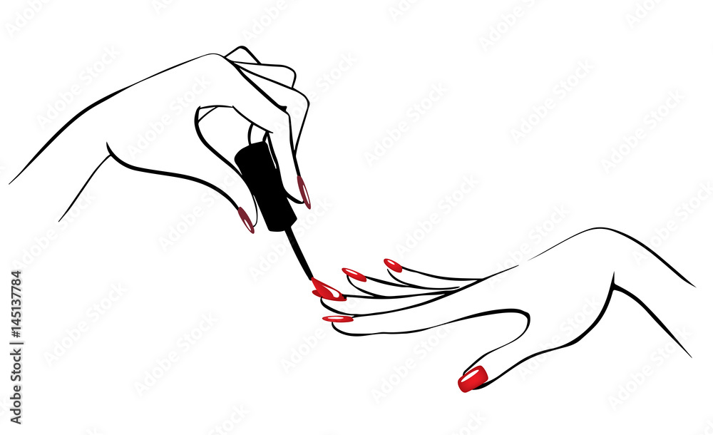 Vector illustration of hands with nailpolish
