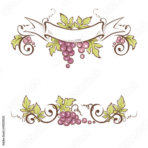Frame from grapes / Vector illustration, floral design element