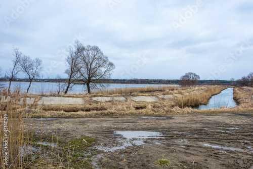 Water landscape on the outskirts of Komsomolsk, Ivanovo oblast, Russia. photo