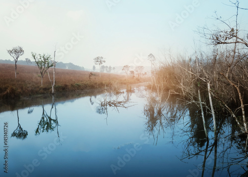 Sunrise at the lake in Thailand