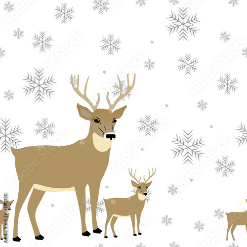 Deer with fawn seamless. Winter Seamless Snowflake Pattern. Vector EPS 10. snowflakes seamless © Elnur