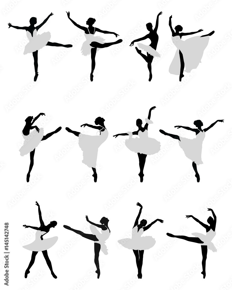Silhouettes of ballerinas on a white background Silhouettes of ballerinas on a white background