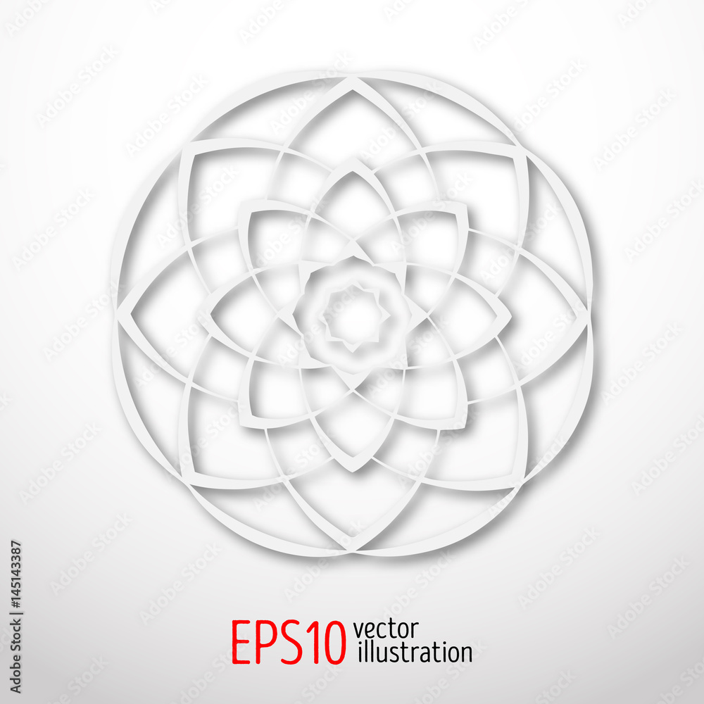 Magic white lotus in circle 3d . Sacral geometry figure. Scandinavian, celtic or eastern style illustration. Enigmatic karma design. Magic white lotus in circle 3d . Sacral geometry figure. Scandinavian, celtic or eastern style illustration. Enigmatic karma design.
