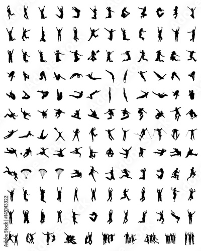 Silhouettes of people wich jumping and flying, vector