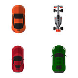 Set of top views of different cars, Vector illustration