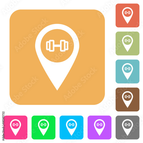 Gym GPS map location rounded square flat icons