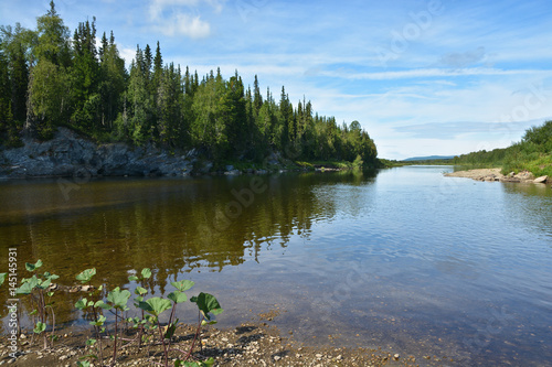 Summer landscape of the river Shchugor in the Northern Urals. photo