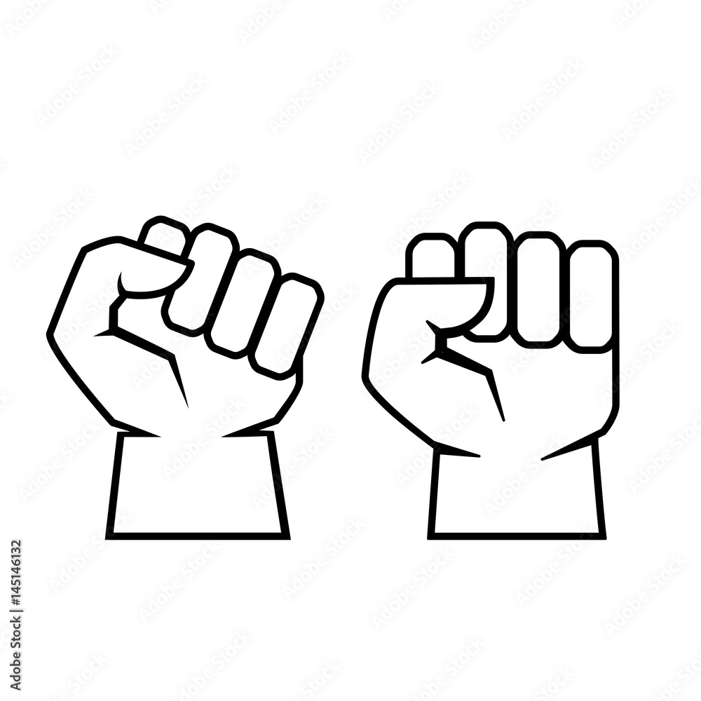 Fototapeta premium Two fist outline vector icon