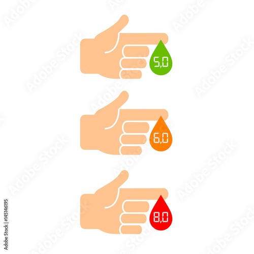 Sugar level in blood icons set