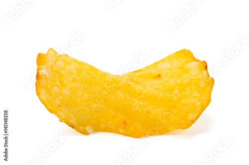 yellow potato chips isolated on white