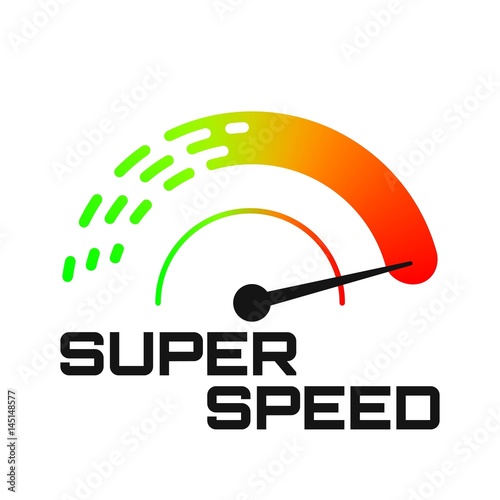 Speedometer logo. Max speed colorful icon.