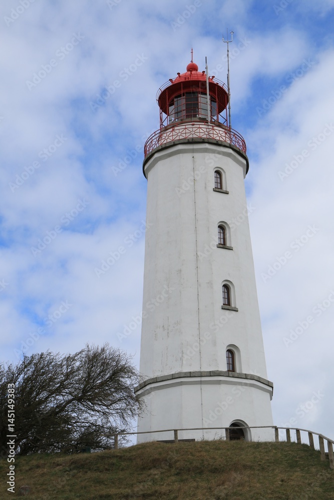 white lighthouse on the Baltic Island of Hiddensee