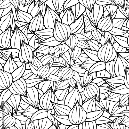 Vector black drawing succulent plant texture drawing seamless pattern background. Great for subtle, botanical, modern backgrounds, fabric, scrapbooking, packaging, invitations.