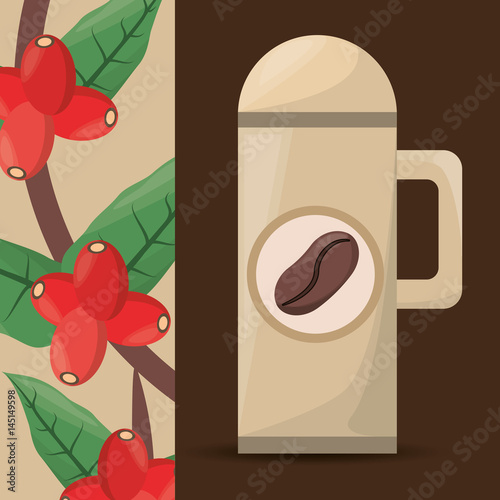 coffee thermos tree bean vector illustration eps 10