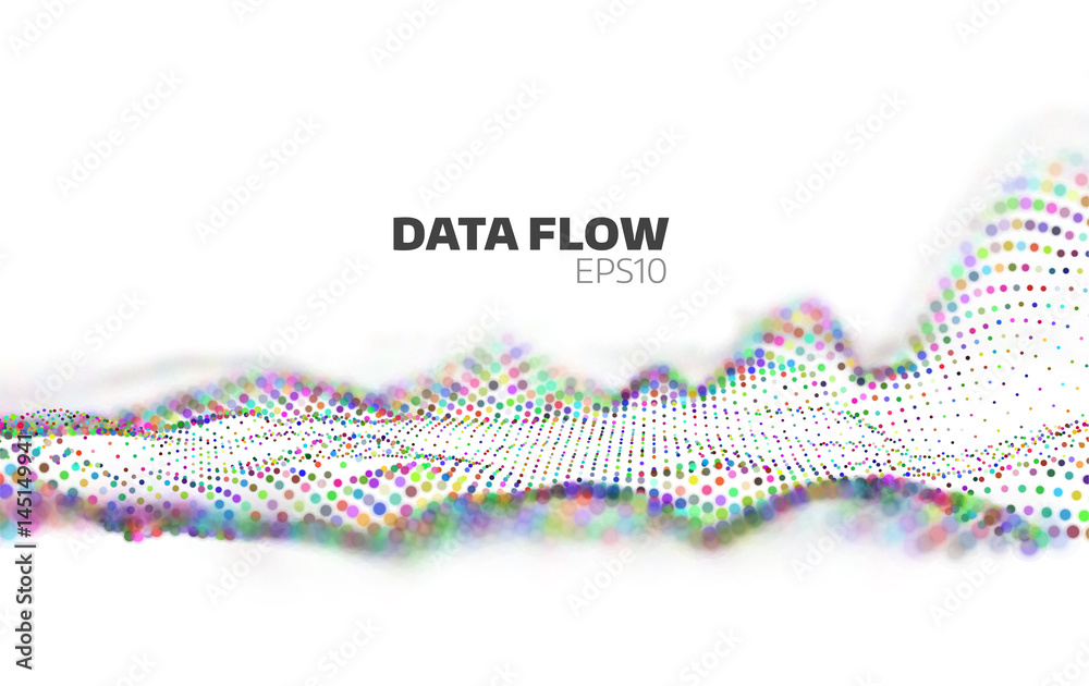 Abstract Data flow visualization. Information stream. Particles network