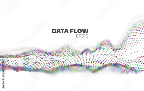 Abstract Data flow visualization. Information stream. Particles network