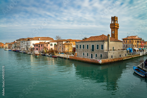 Murano cityscape with canal Ponte Lugno, Venice, Italy. photo