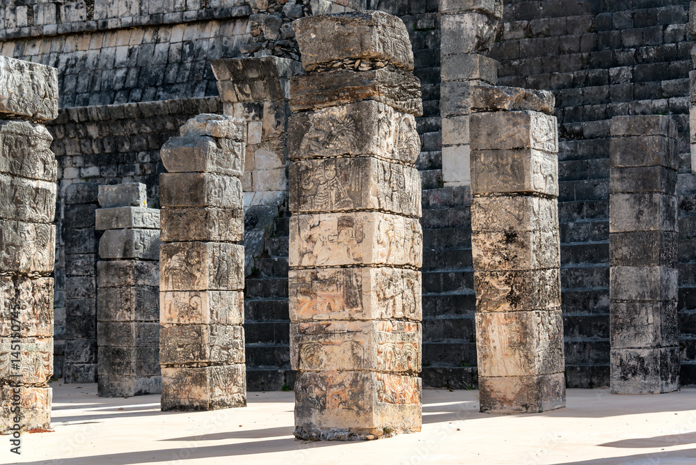 Ornate Columns in Chichen Itza