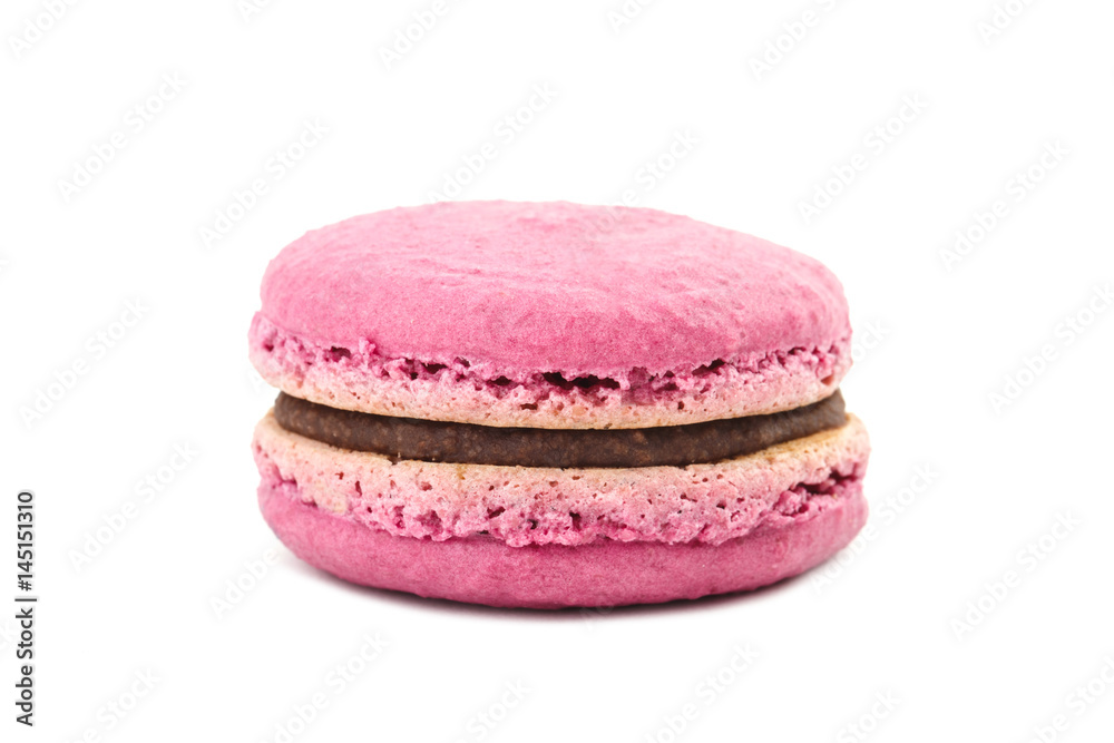 pink macaron with a taste of raspberries, isolated in a white background pink macaron with a taste of raspberries, isolated in a white background