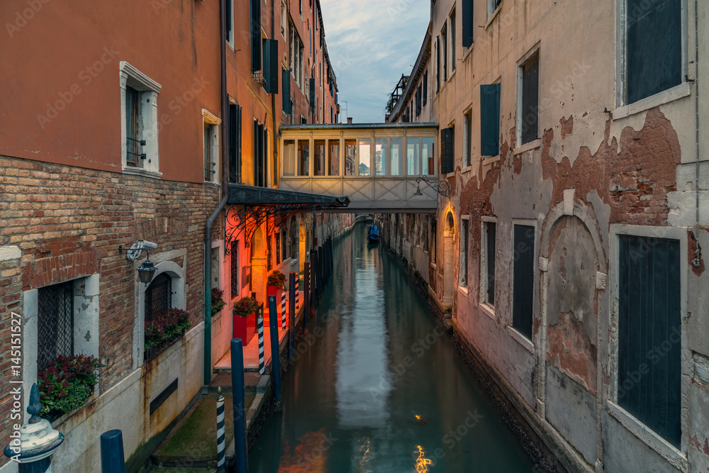 Venice - canal and a bridge in the evening