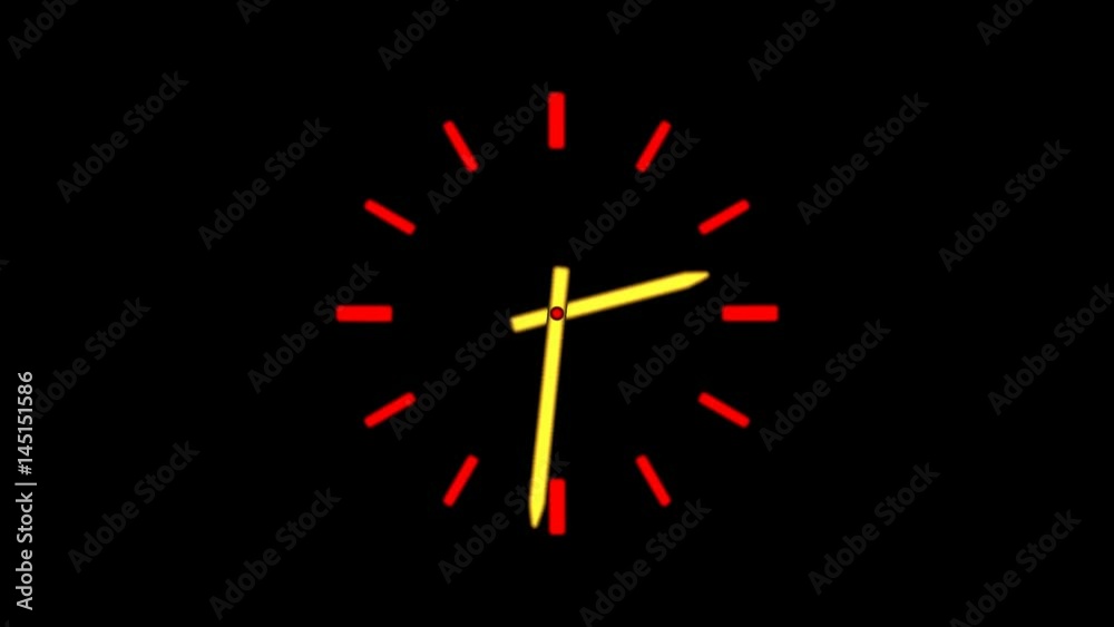 Motion background with spinning clock in 12 hour seamless loop. (Full-HD 1920x1080 24s/30fps)