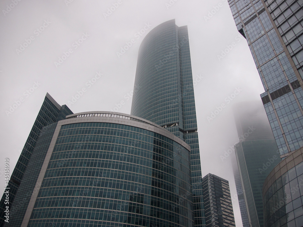 Awesome modern glass skyscrapers in the Business center