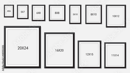 photo and picture frame size isolated on white background, vector illustration photo
