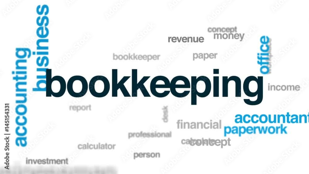 Bookkeeping animated word cloud, text design animation. Bookkeeping animated word cloud, text design animation.