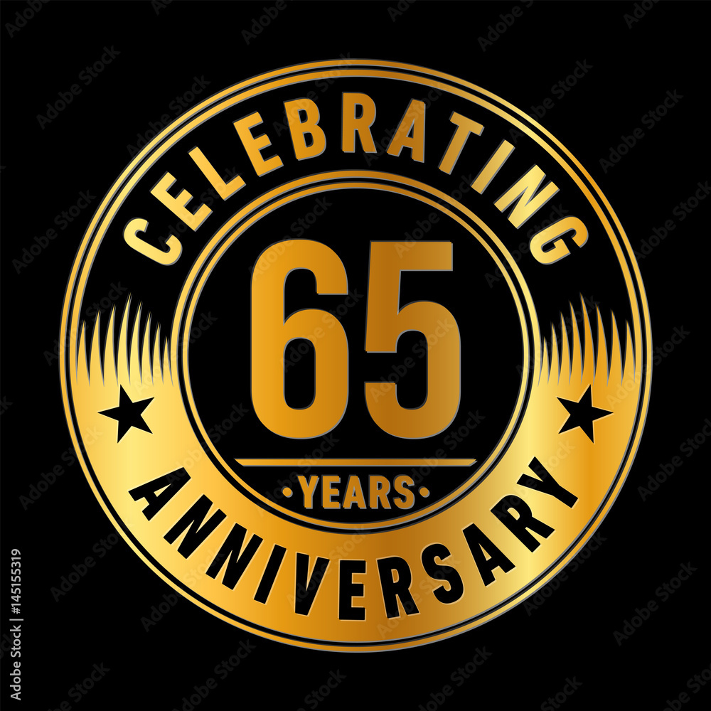 65 years anniversary logo template. Vector and illustration. 