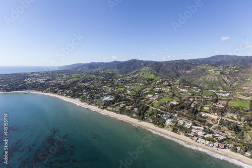 Aerial view of the Escondido beach area of Malibu in Los Angeles County, California. © trekandphoto