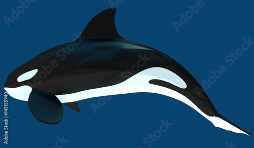 A model of a stylized killer whale. 3D illustration.