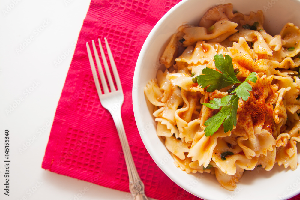 farfalle pasta with parmesan and tomato sauce farfalle pasta with parmesan and tomato sauce