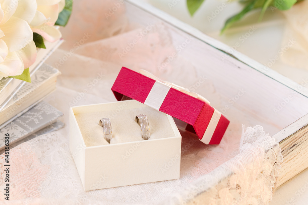 Wedding rings in a gift box Wedding rings in a gift box
