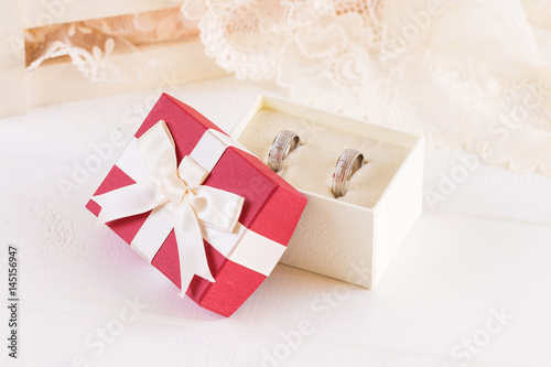 Wedding rings in a gift box