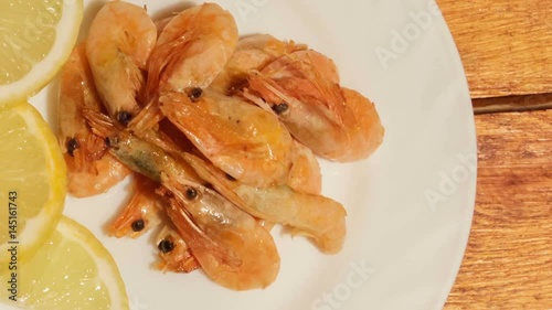 Mediterranean dish of shrimps. Dish of fresh, ecological clean products