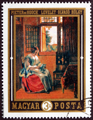 Postage stamp Hungary 1969 Woman Reading Letter, Painting
