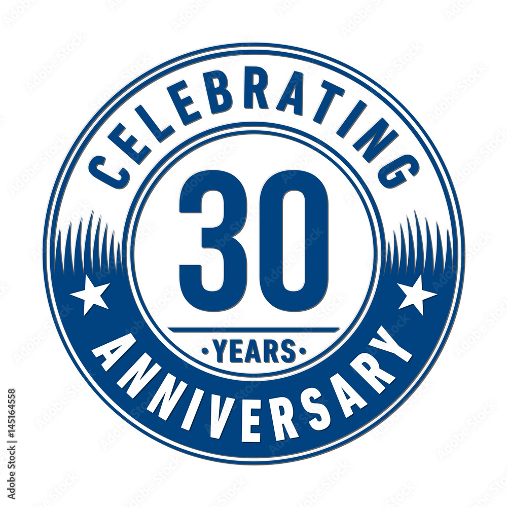 30 years anniversary logo template. Vector and illustration. 