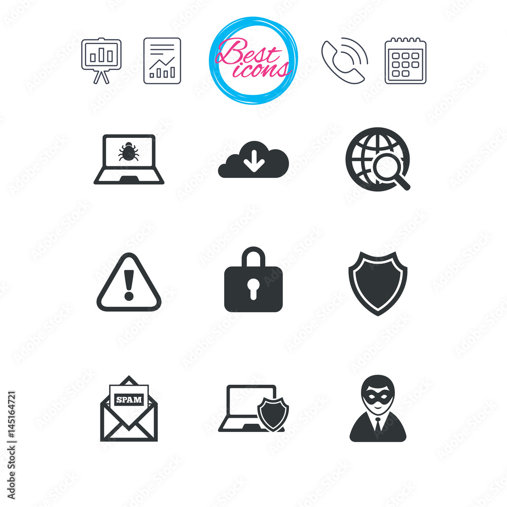 Fototapeta premium Internet privacy icons. Cyber crime signs.