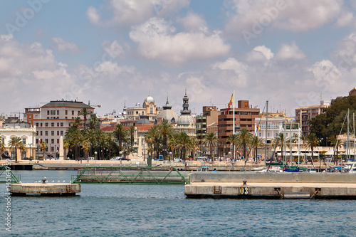 View of the embankment and the historic center of Cartagena from the Mediterranean Sea. Murcia, Spain. © kurbanov_vener