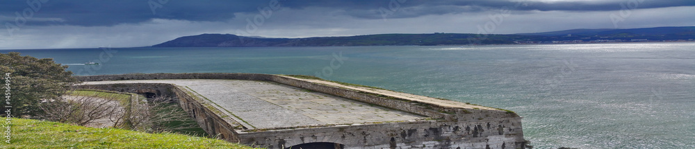 View of the water from the wall of the old fort. Panoramic photo