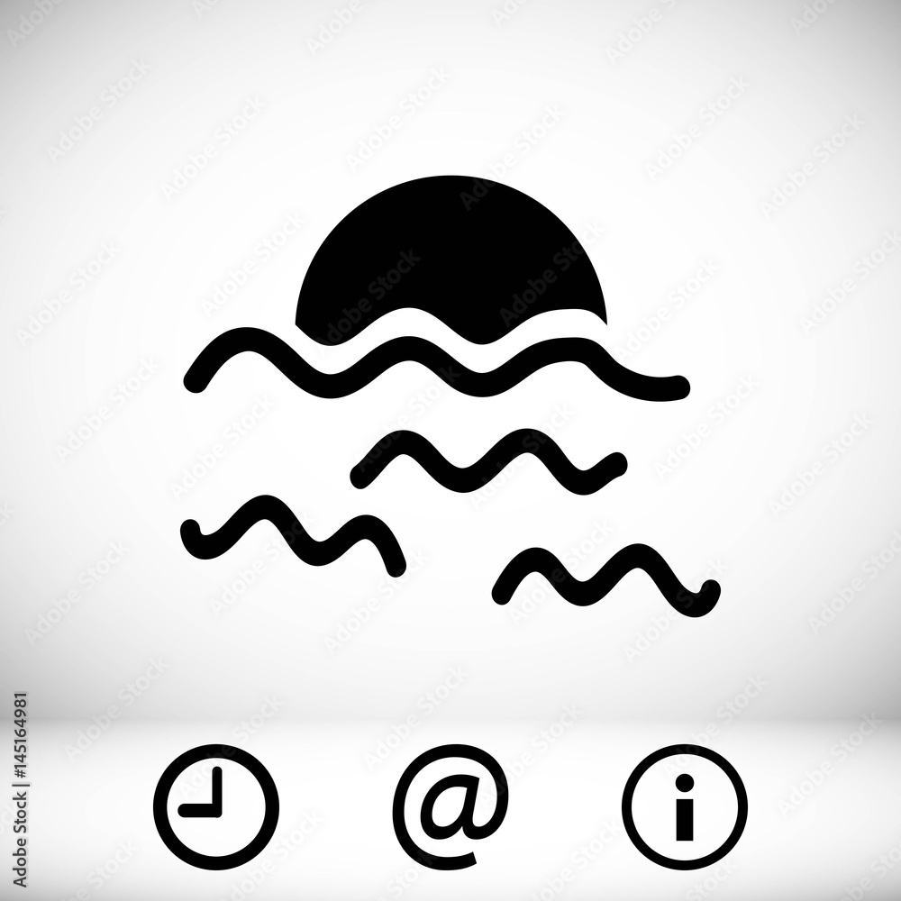 sunset waves icon stock vector illustration flat design sunset waves icon stock vector illustration flat design