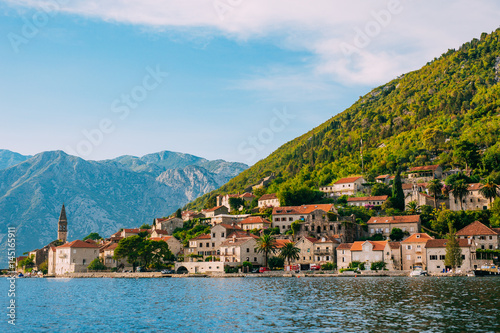 The old fishing town of Perast on the shore of Kotor Bay in Montenegro. © Nadtochiy