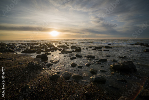 Fototapeta Naklejka Na Ścianę i Meble -  Panorama of beautiful sunset on the ocean.